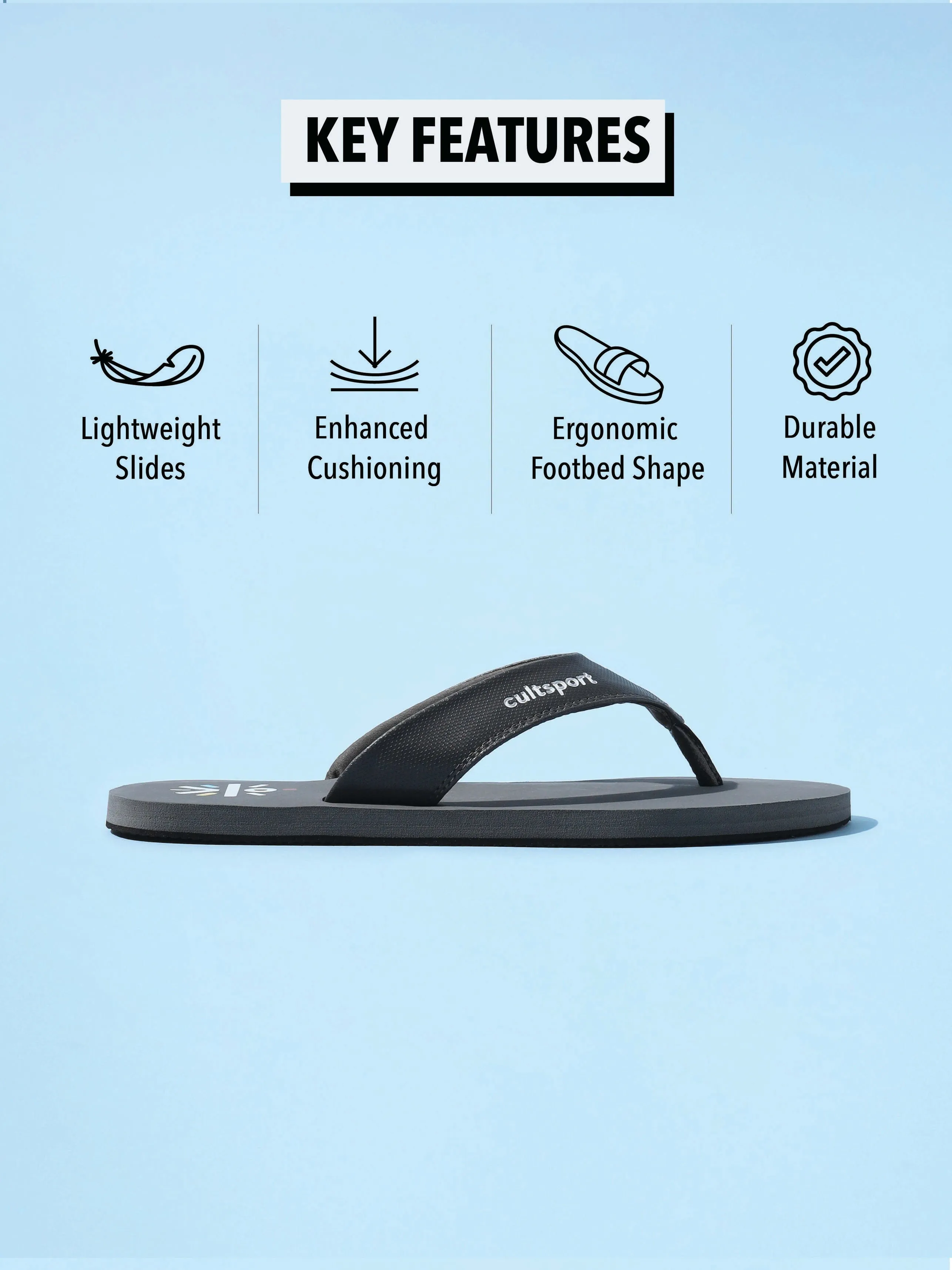 Repose Sweat Absorbing EVA Flip Flops - Dark Grey