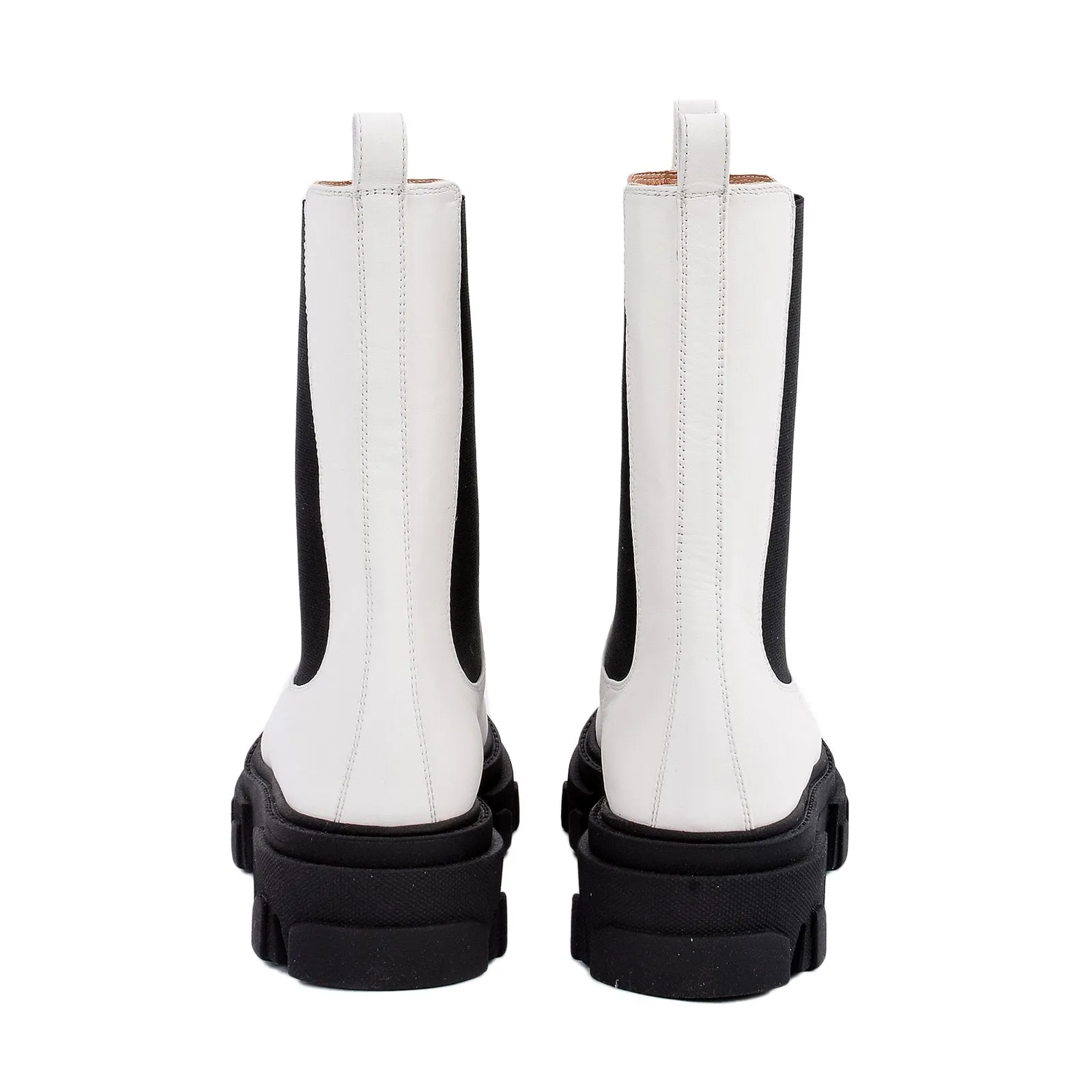 Rin White Elastic Combat Boots