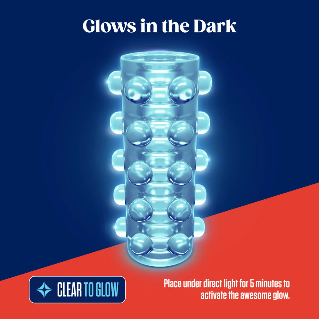 Rize Swich Self-Lubricating Glow-In-The-Dark Stroker Clear