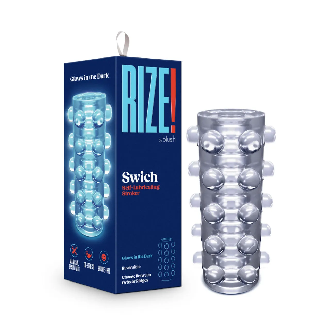 Rize Swich Self-Lubricating Glow-In-The-Dark Stroker Clear