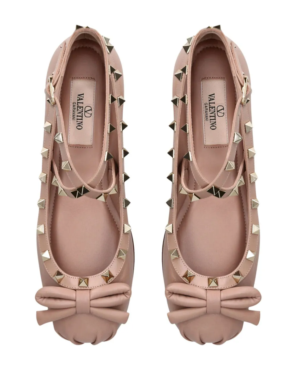 Rockstud Ankle Strap Ballet Flat in Rose Cannelle