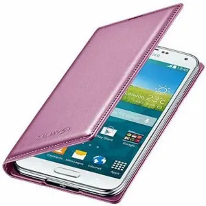 Samsung Galaxy S5 Flip Wallet Case Metallic Pink (New)