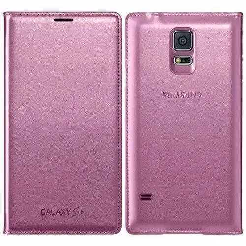 Samsung Galaxy S5 Flip Wallet Case Metallic Pink (New)