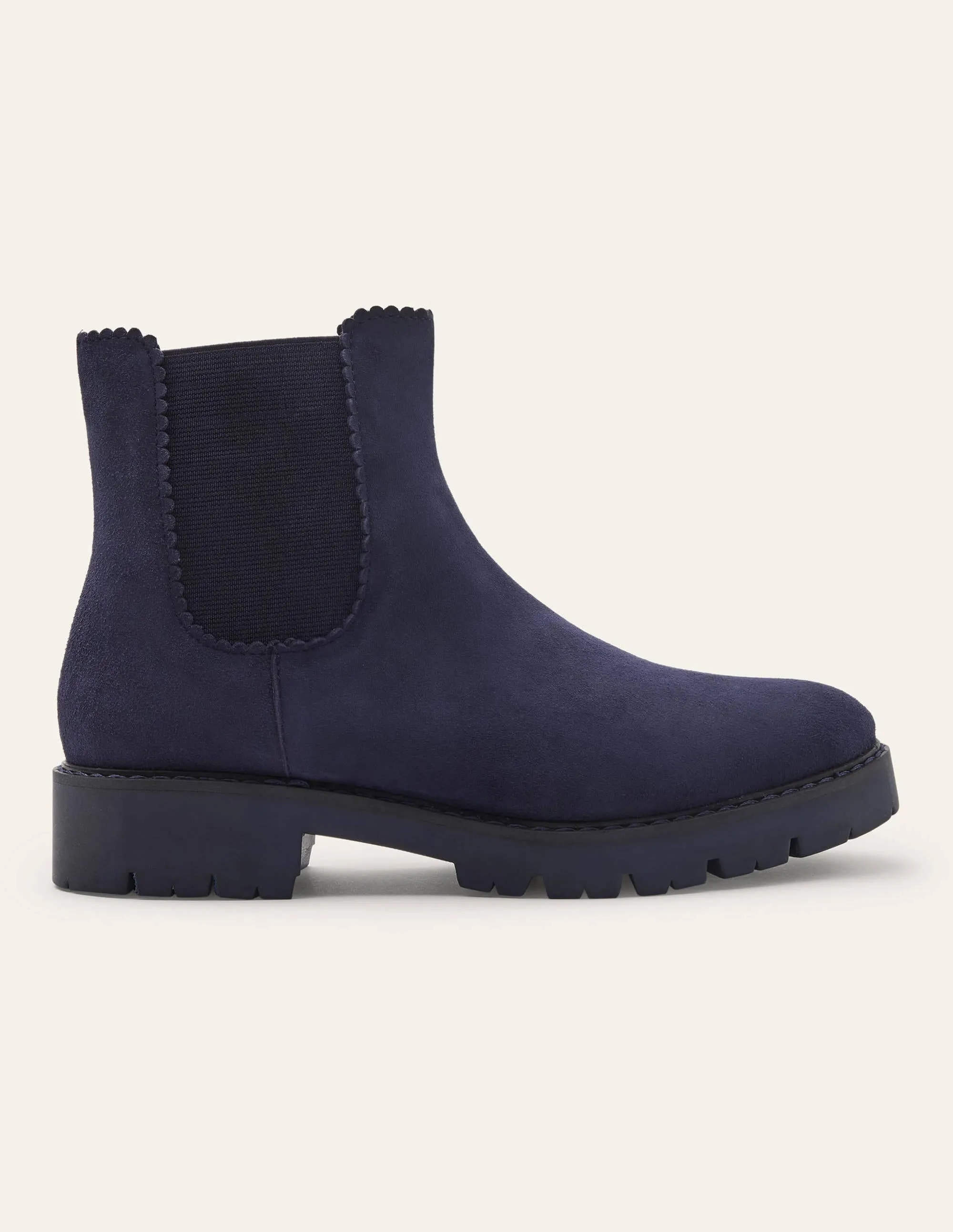 Scallop Detail Chelsea Boots-Navy
