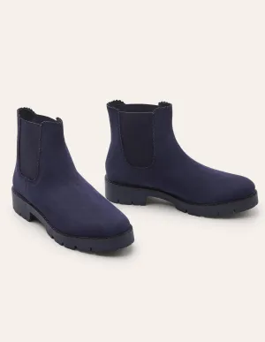 Scallop Detail Chelsea Boots-Navy