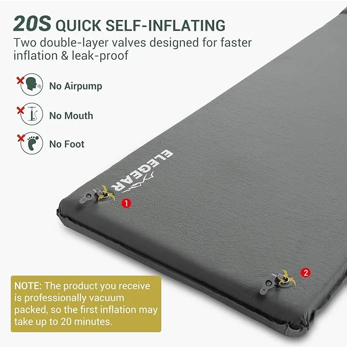 Self Inflating Sleeping Pad, 3.1" Ultra-Thick Memory Foam Camping Pad