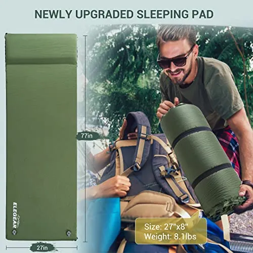 Self Inflating Sleeping Pad, 3.1" Ultra-Thick Memory Foam Camping Pad