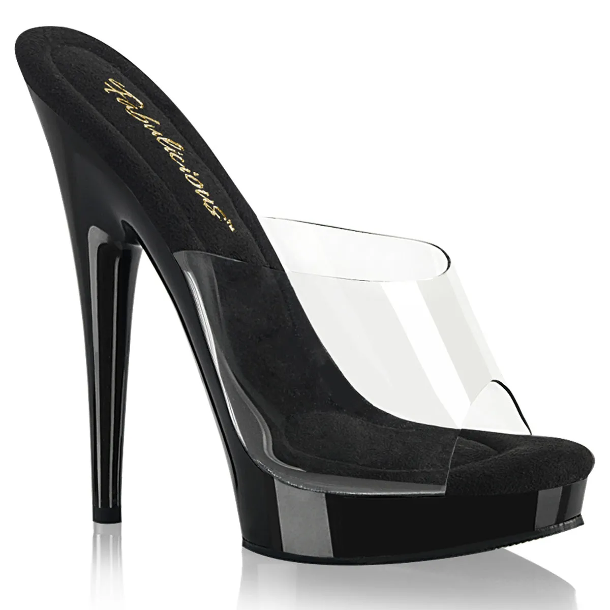 Sultry-601 Clear/Black, 6" Heel