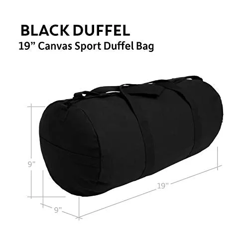 SWAT Team Text Army Sport Heavyweight Canvas Duffel Bag in Black & White, Medium