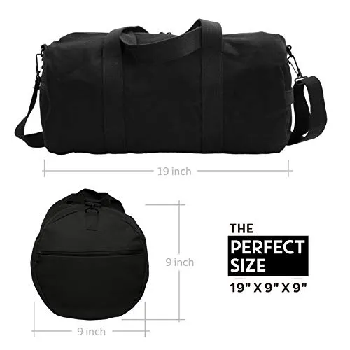 SWAT Team Text Army Sport Heavyweight Canvas Duffel Bag in Black & White, Medium
