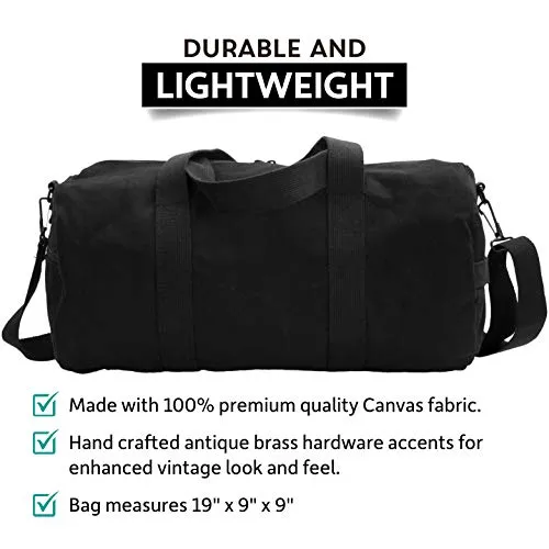 SWAT Team Text Army Sport Heavyweight Canvas Duffel Bag in Black & White, Medium