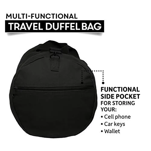 SWAT Team Text Army Sport Heavyweight Canvas Duffel Bag in Black & White, Medium