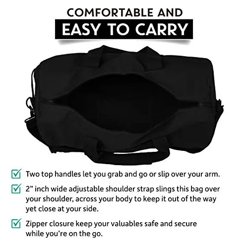 SWAT Team Text Army Sport Heavyweight Canvas Duffel Bag in Black & White, Medium