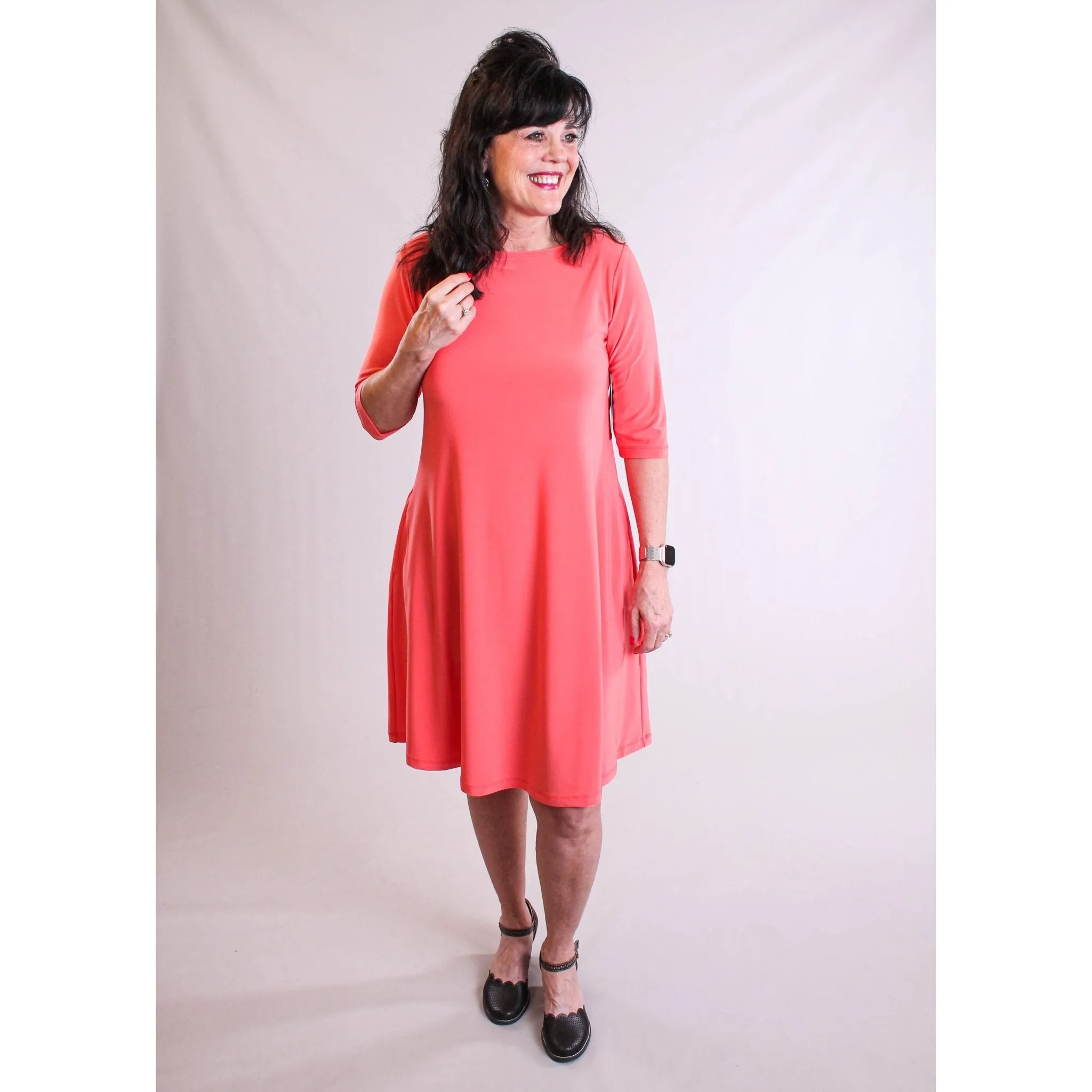 Sympli Nu Trapeze Dress with Elbow Sleeves