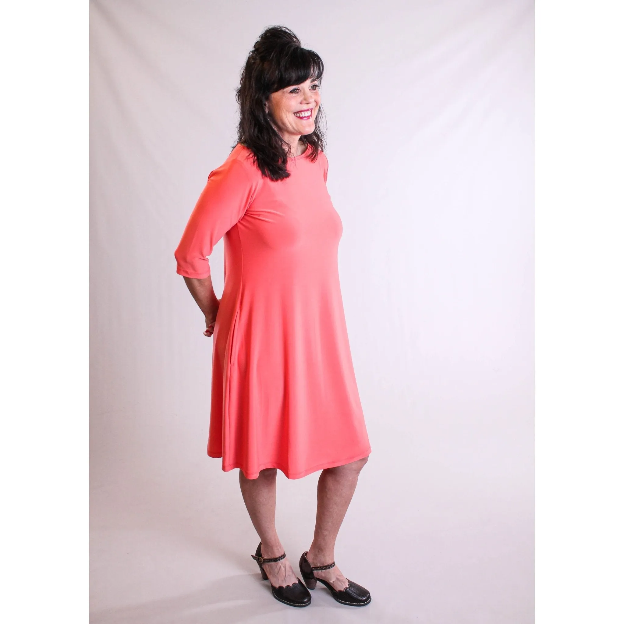 Sympli Nu Trapeze Dress with Elbow Sleeves