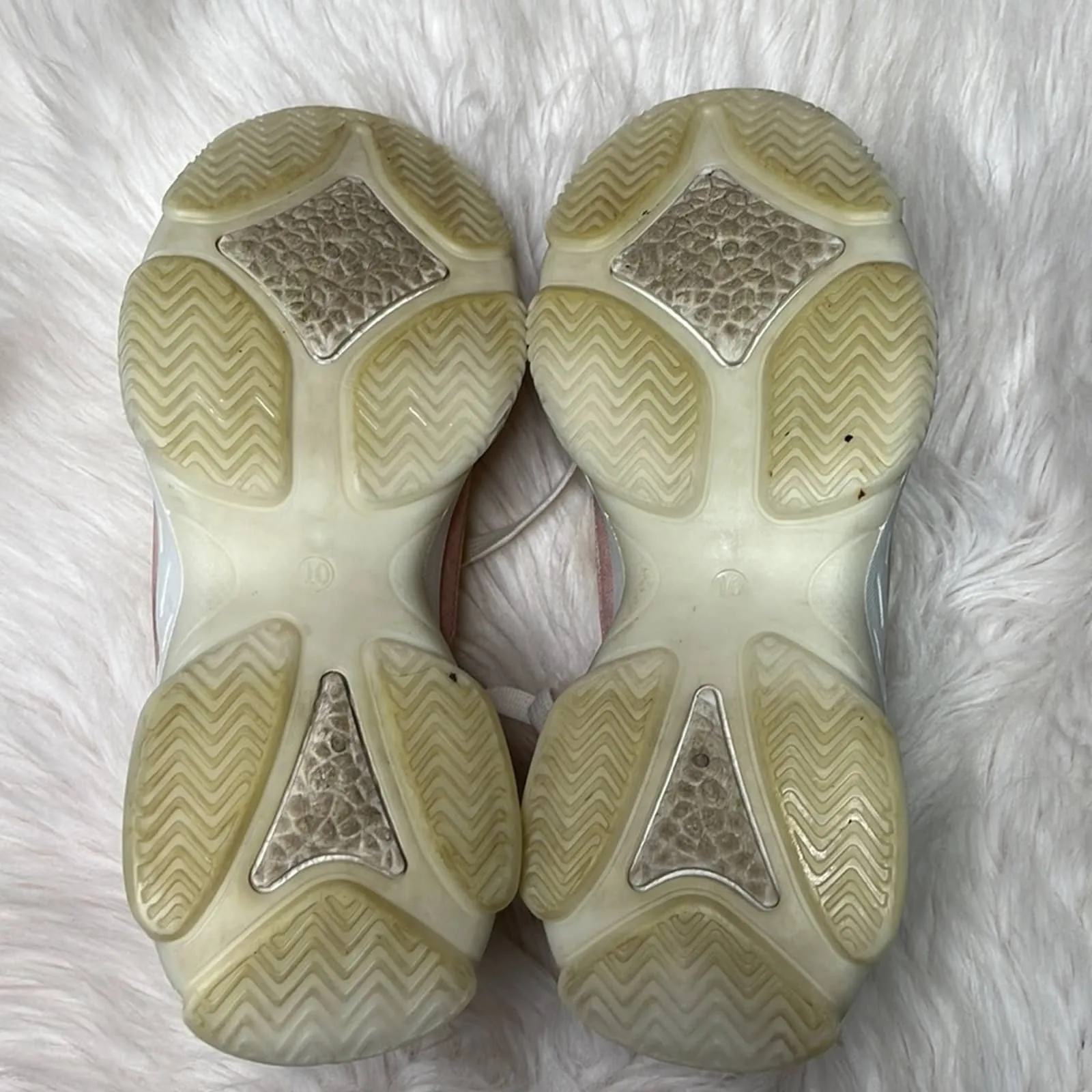 Sz 10 Unilady Pink White Yellow Color Block Platform Sneaker Tennis Shoes
