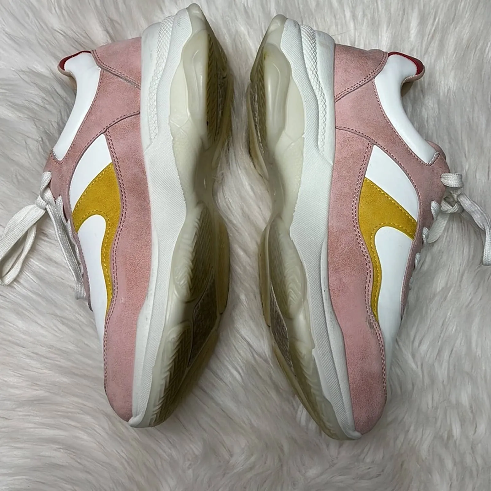 Sz 10 Unilady Pink White Yellow Color Block Platform Sneaker Tennis Shoes