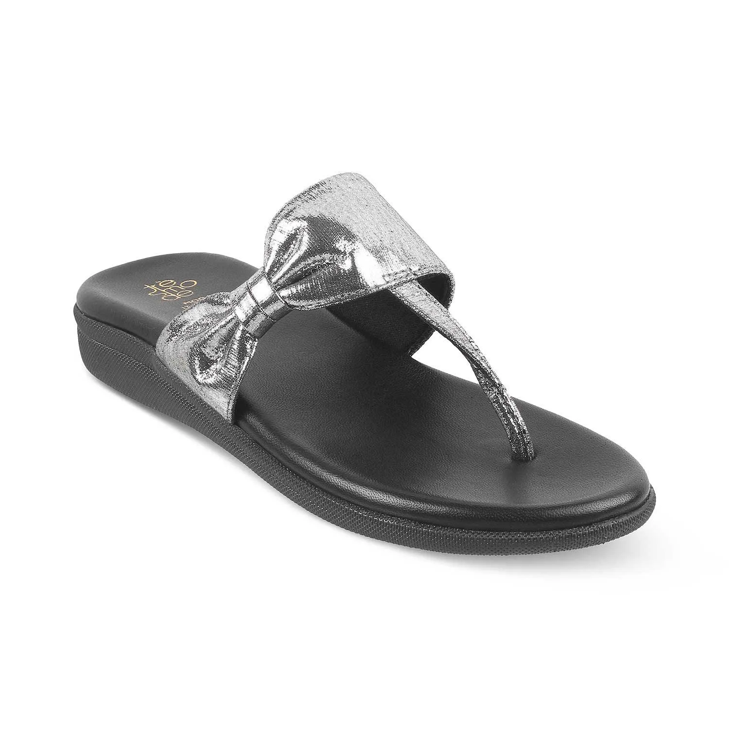 The Bow-2 Silver Women's Casual Flats Tresmode
