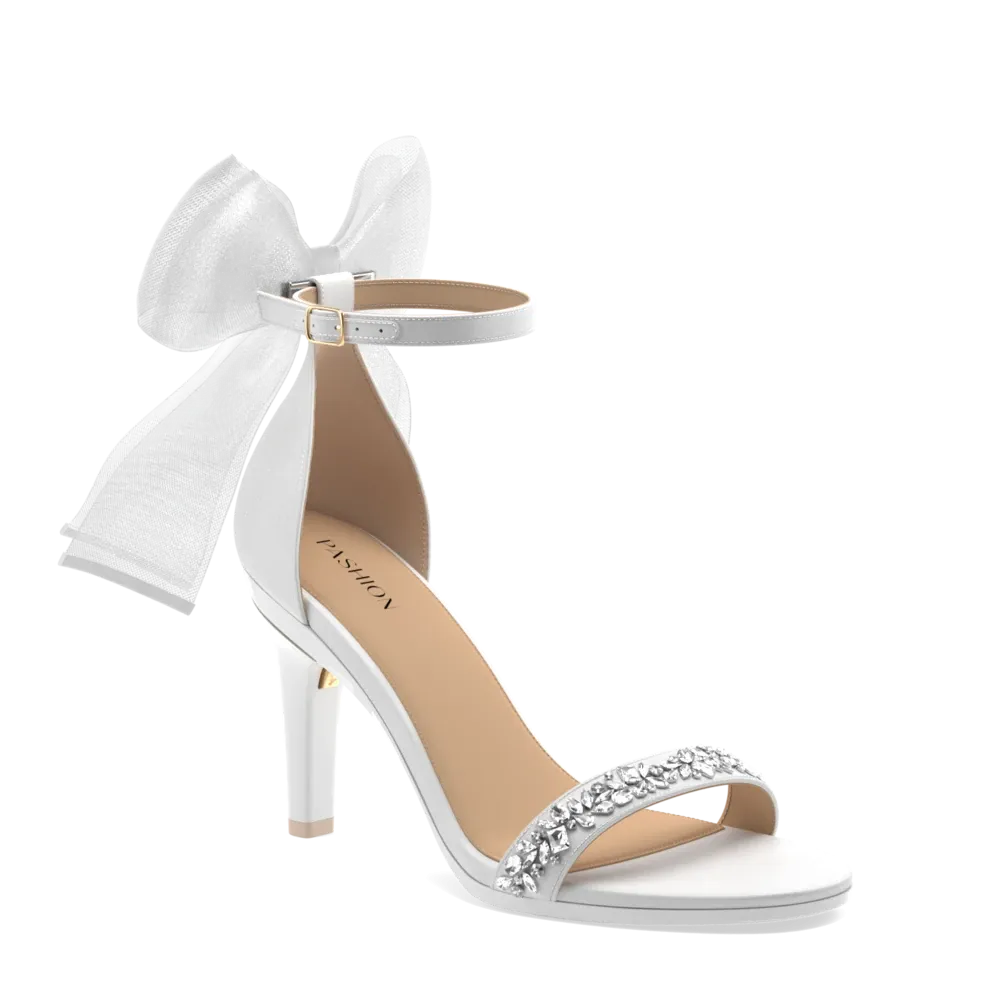 The Pashionista - White Crystal Bow   Stiletto Heel Kit 4 White