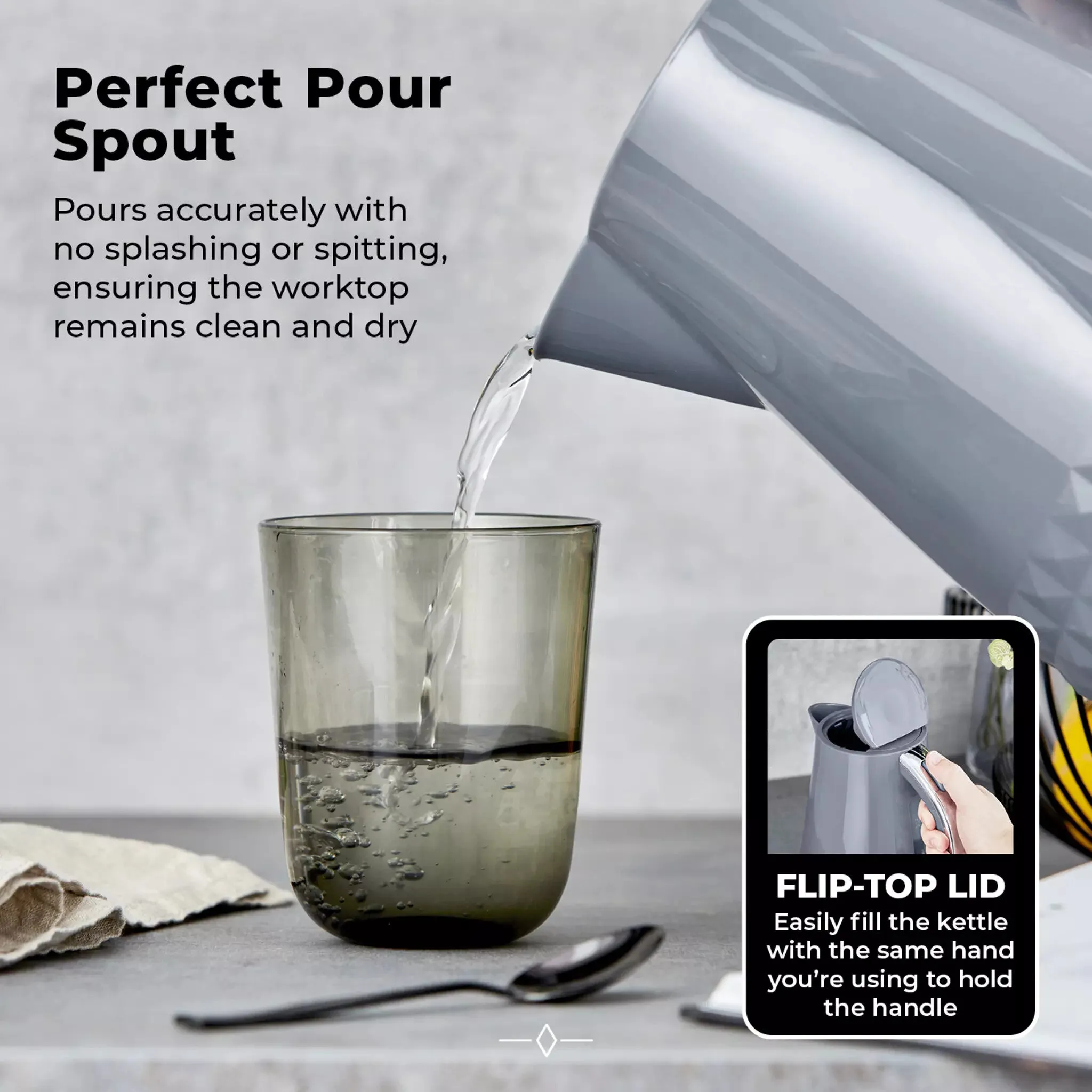 Tower Solitaire 1.5L 3KW Kettle - Grey