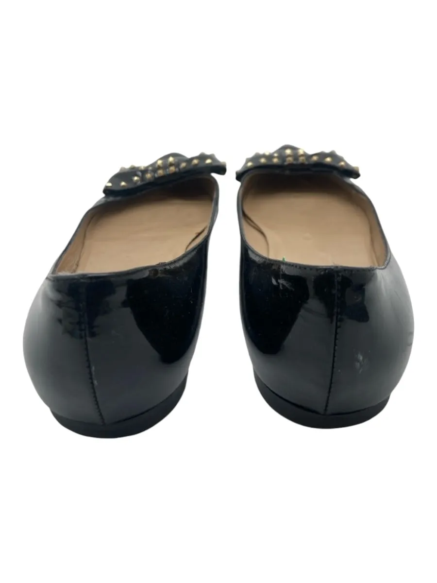 Valentino Garavani Shoe Size 40 Black Patent Leather Studded Pointed Toe Flats