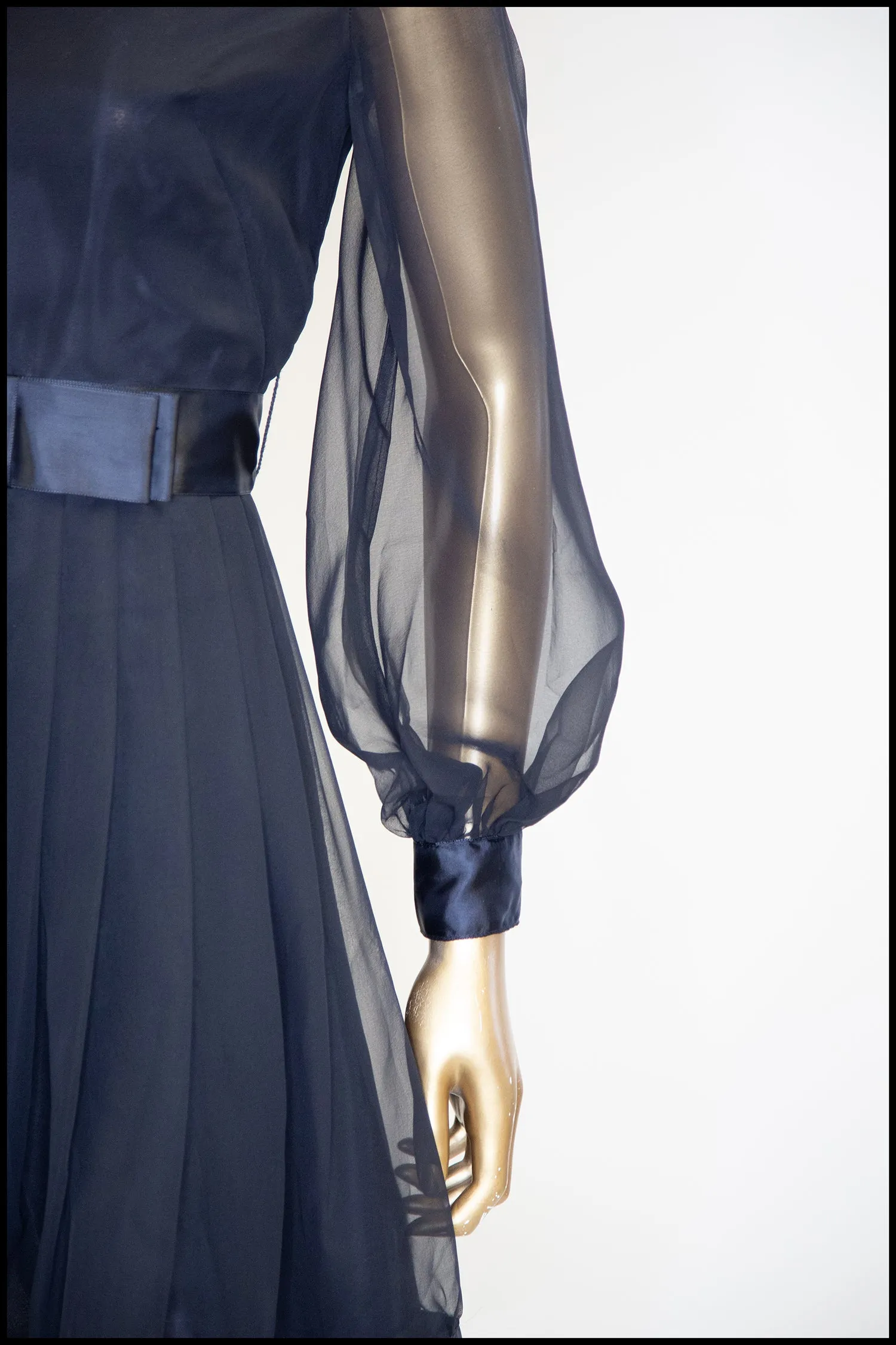 Vintage 1960s Black Chiffon Mini Dress