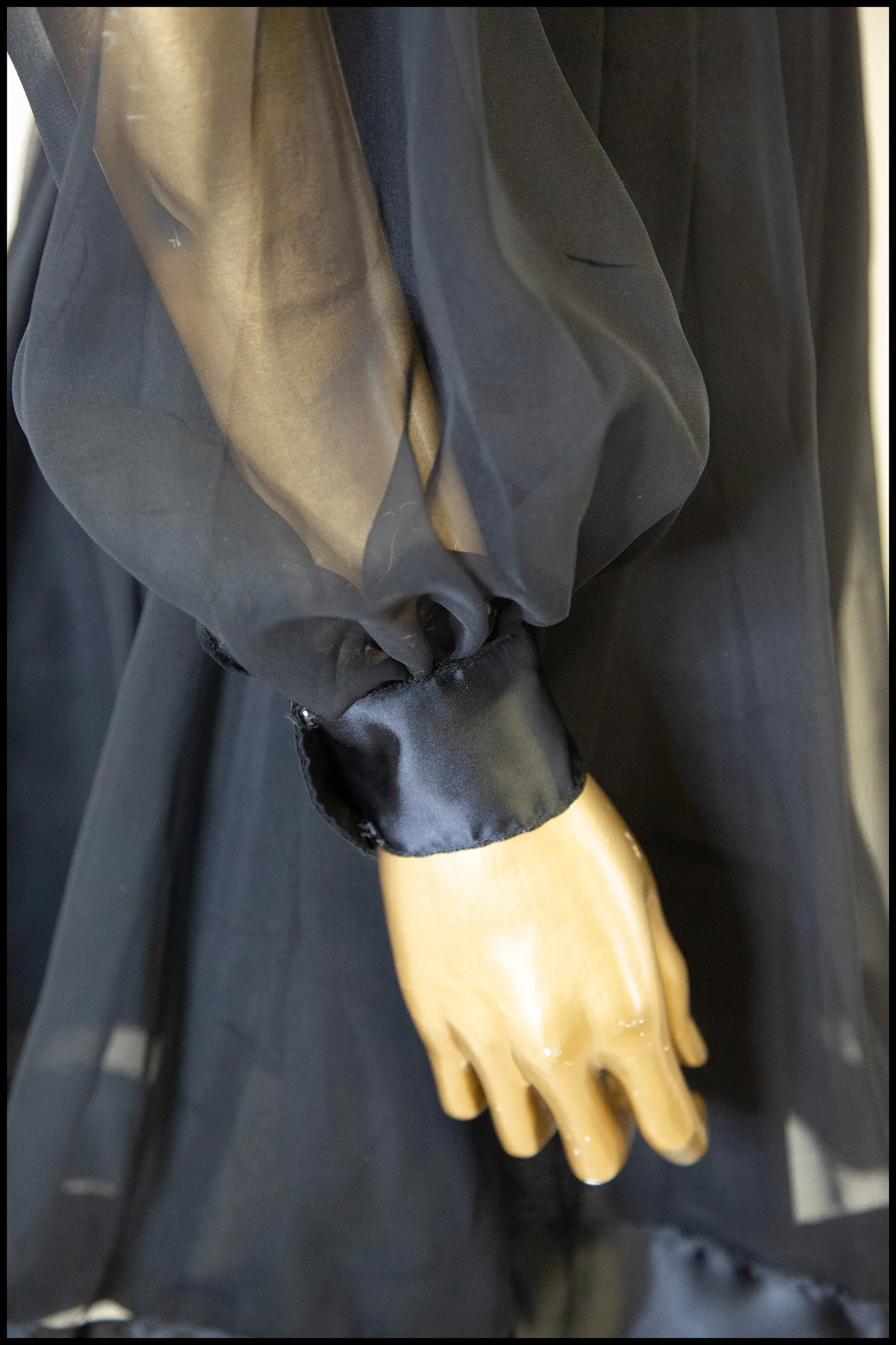 Vintage 1960s Black Chiffon Mini Dress
