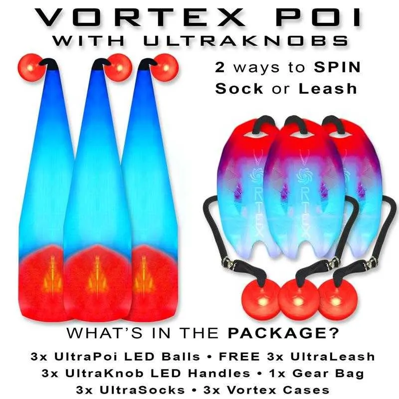 Vortex Poi W/ Non-LED Knob Handles