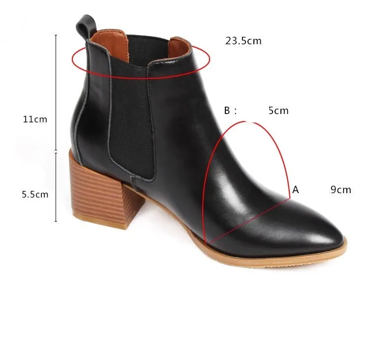 Women's Chelsea Block Heels Suede Leather Ankle Boots