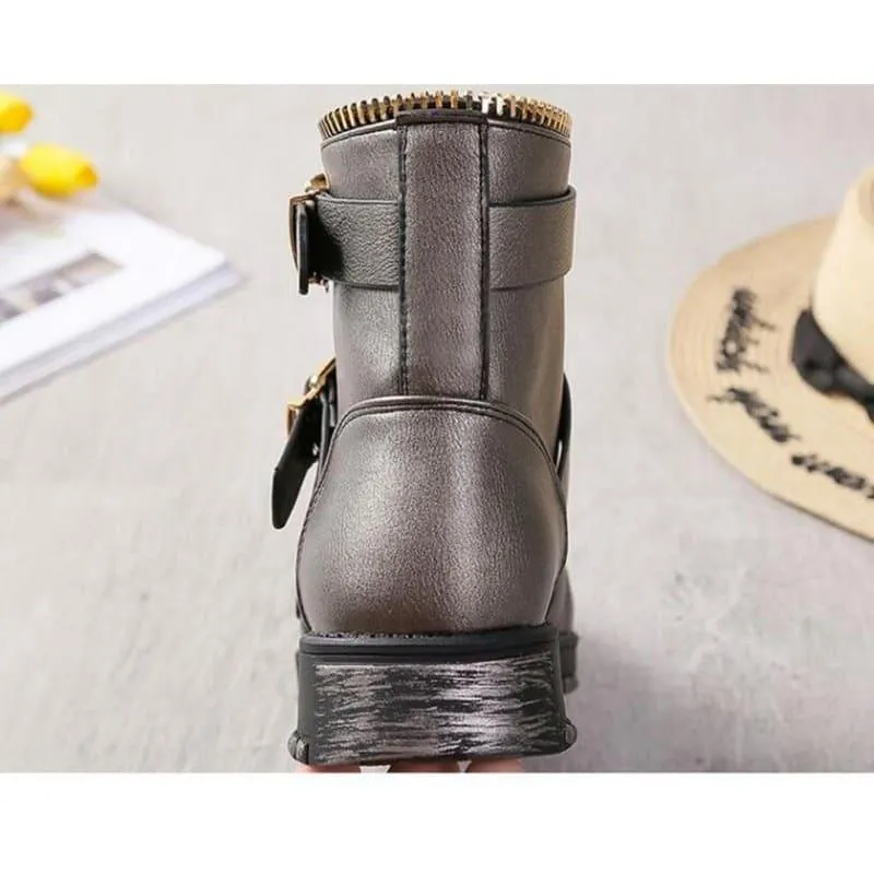 Zipper Biker Ankle Boots